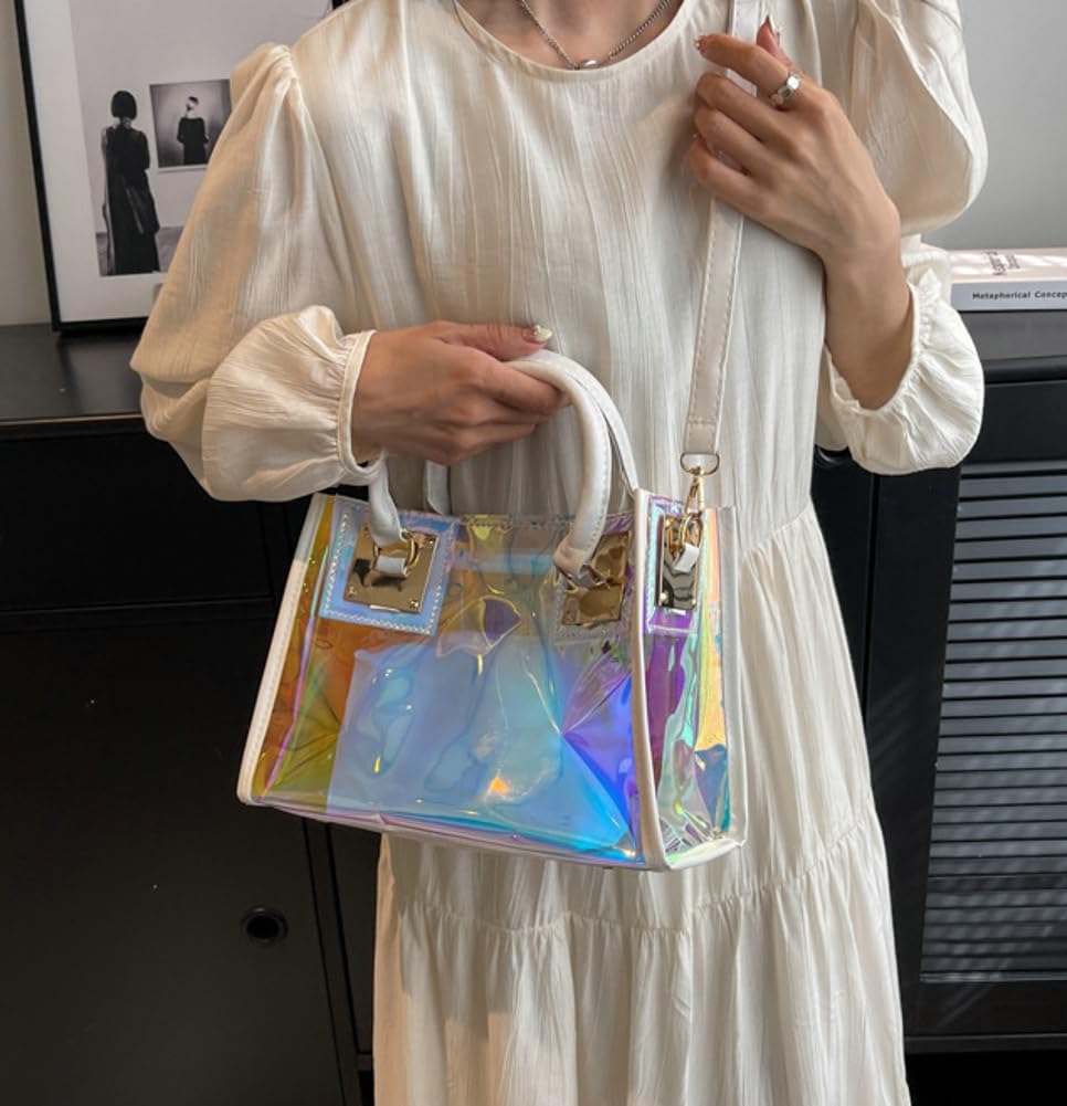 Women Transparent Shoulder Crossbody Bag Large Capacity Trendy Top Handle Bag 2 in 1 Designer Fashion Handbag Purse