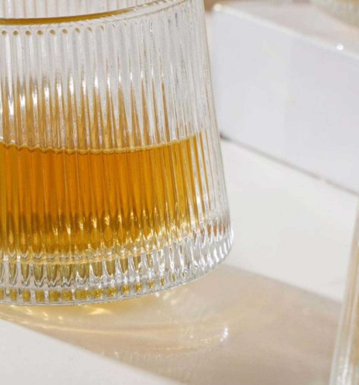 Nestasia Rotating Whiskey Glasses Set of 6 (150ml Each) - Ribbed Microwave & Dishwasher Safe Glasses with Rotating Base - Perfect for Whiskey, Scotch, Bourbon, Brandy, Cognac 4