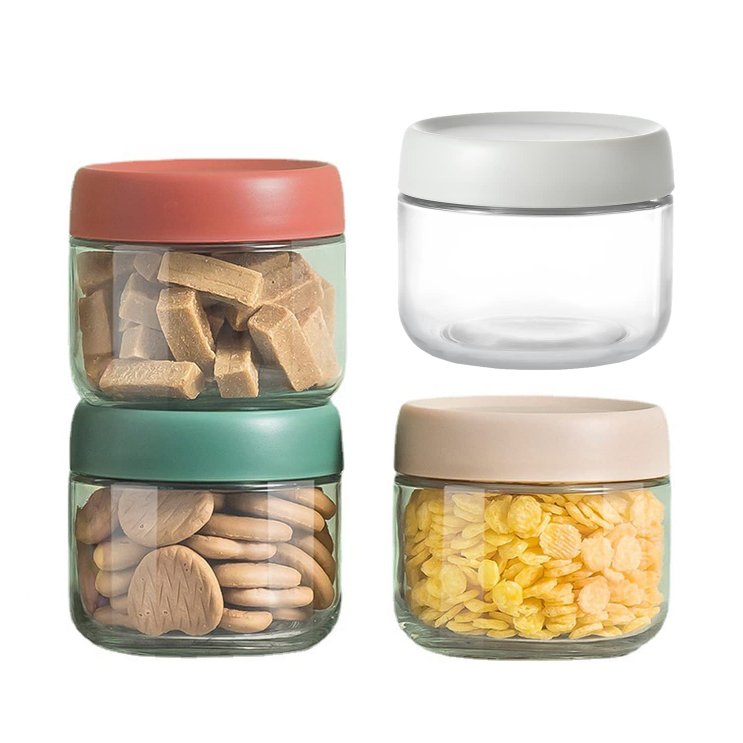 Hniuyun 4 pack 10oz Wide Mouth Glass Jars with Screw Lids for Sealing,Overnight Oats, Salad Dressing, Spice, Candies, DIY Projects, Reusable Food Storage Containers — image 1