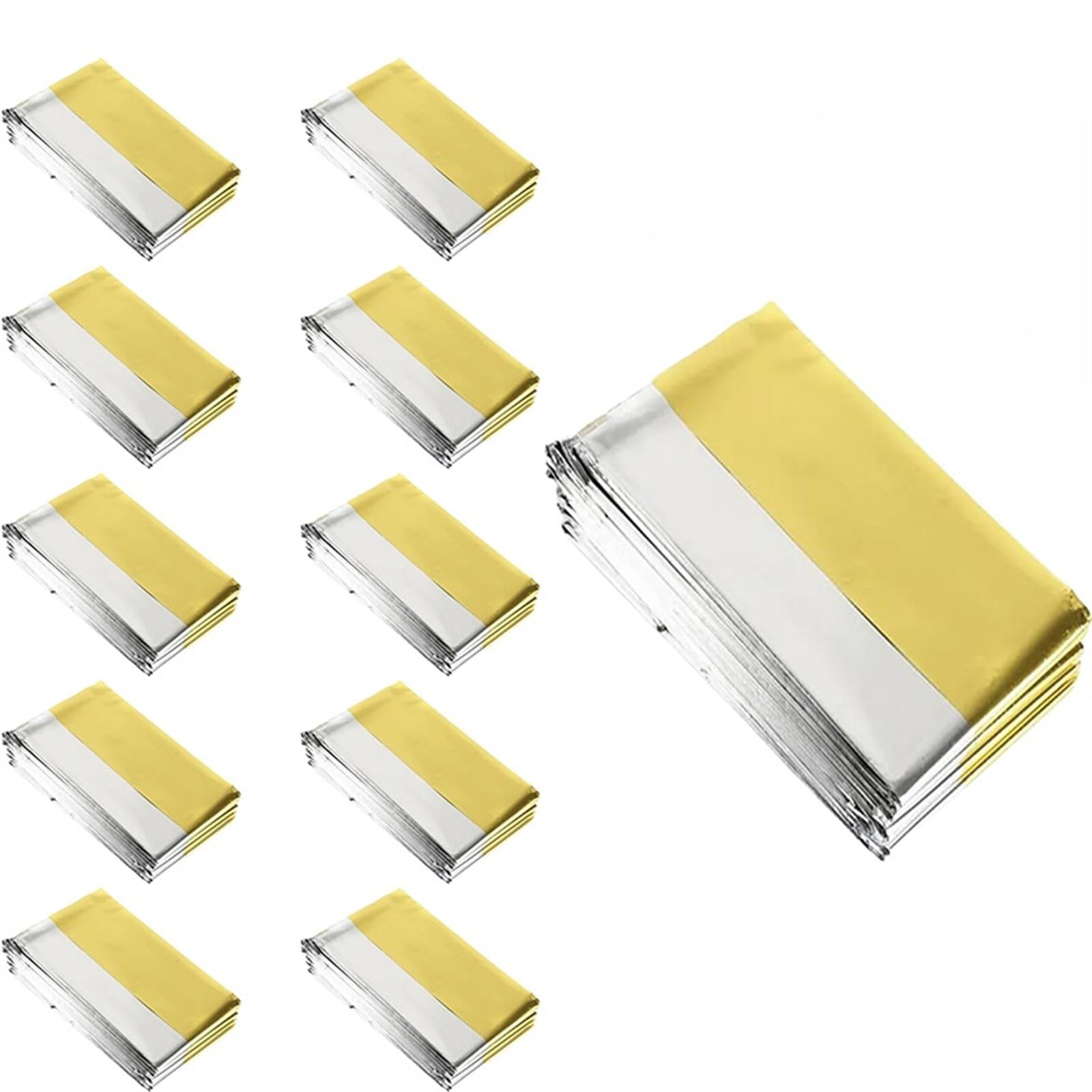 Manta de Supervivencia de Emergencia for Exteriores, Impermeable, Cortina de Rescate de Primeros Auxilios, Manta térmica de lámina, 130x210cm, 2-10 Uds.(10pcs)