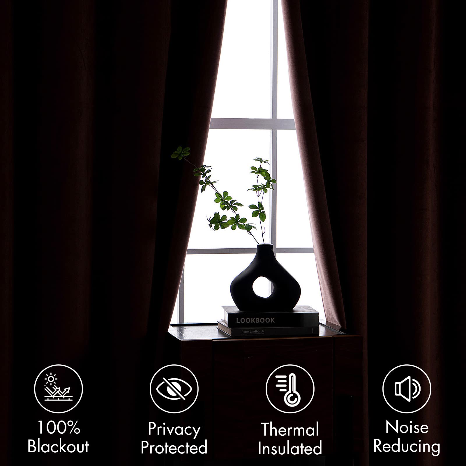 MIULEE 100% Blackout Velvet Curtains 84 Inches Long Dusty Rose Pink Luxury Window Drapes for Bedroom Back Tab Rod Pocket Full Room Darkening Thermal Insulated Noise Reducing Curtains 2 Panels