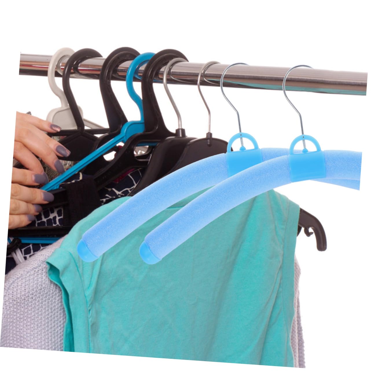 WOONEKY 12 Stück Teiliges Bunter Kunststoff Kleiderbügel Flexibel Biegsam und Leicht Kleiderbügel für Hosen und Mäntel für Haushalte Bekleidungsgeschäfte und Schränke