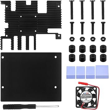 for Orange Pi 5 Plus Metal Case with Fan and Heatsink Kit, Metal Shell Enclosure for Orange Pi 5 Plus 4GB/8GB/16GB Black Aluminum Alloy