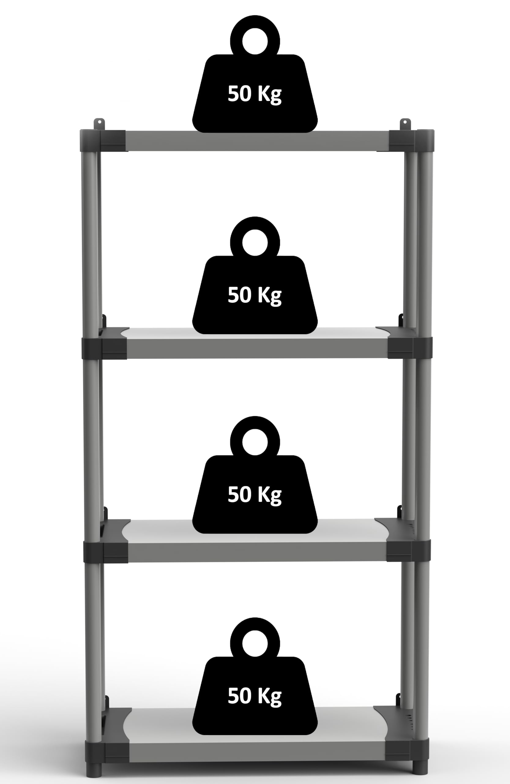 Adventa: Estantería de Resina de PVC y PP, 4 estantes, fácil de Montar, Modular System, Resistente, Apta para ambientes Interiores y Exteriores, 80 x 40 x 165 cm