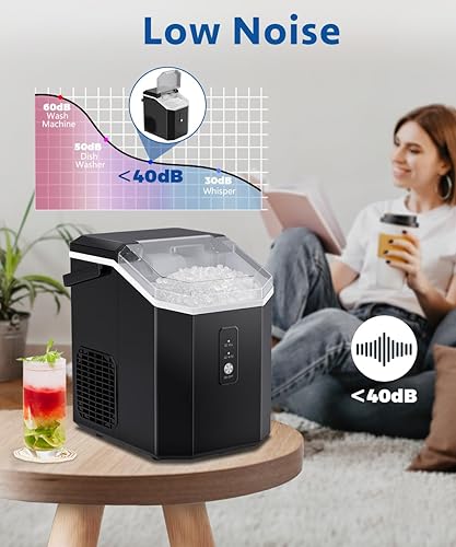 Miniatura 5 de Joy Pebble Máquina de hielo de pepita, 10,000 unidades/33 libras/día, máquina portátil de mano para hacer hielo con asa, máquinas de hielo para