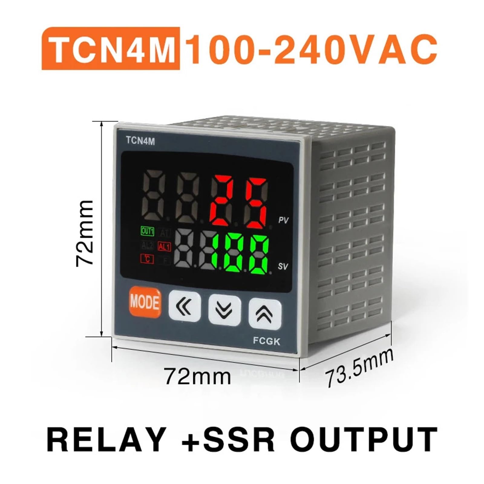 Controlador de Temperatura Termostato Digital SSR+Relay Salida Entrada Universal TC4S TC4H TC4M Controlador de Temperatura PID Regulador SSR Relé 110 V CA 220 V(TCN4M 72X72)