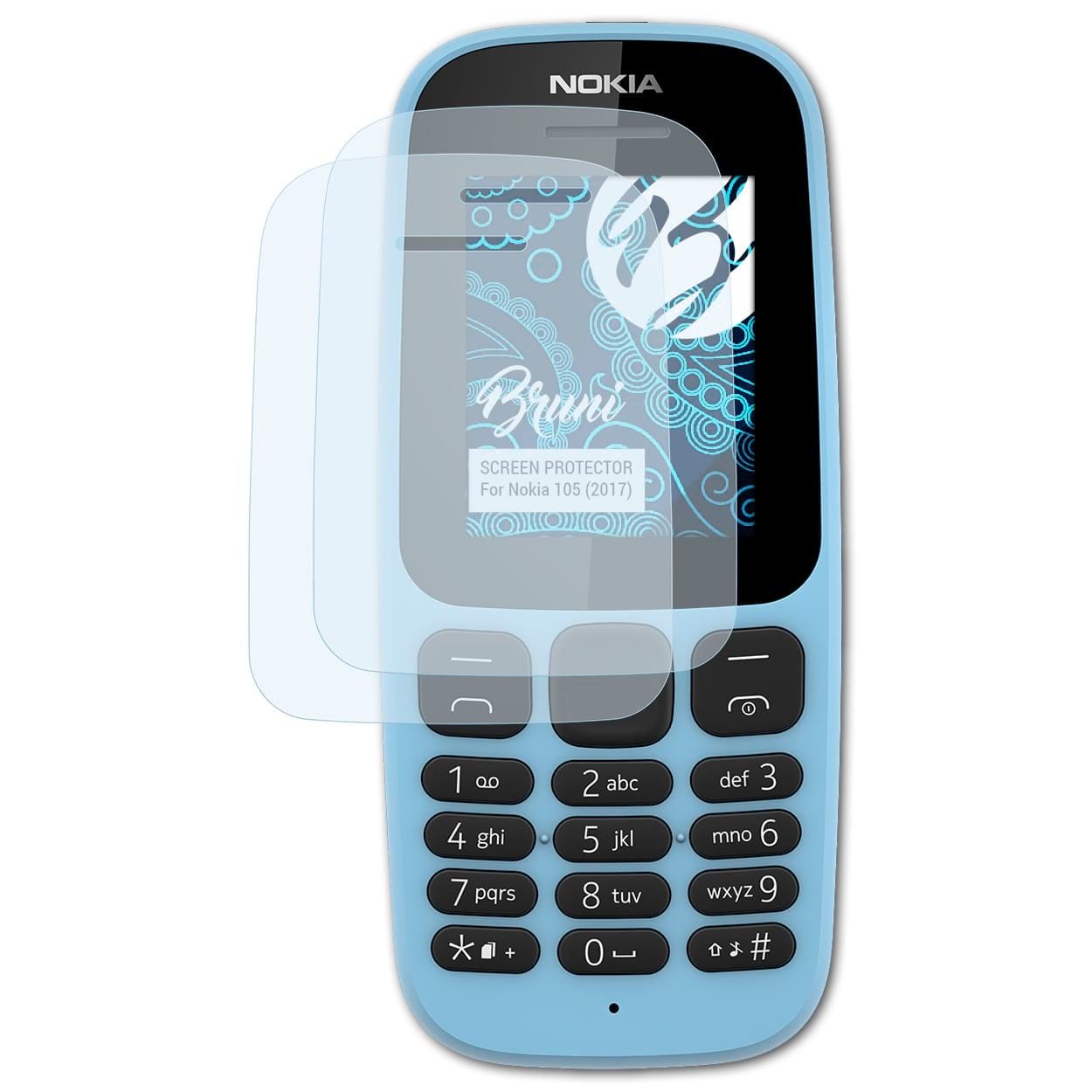 Bruni Screen Protector compatible with Nokia 105 2017 Protector Film, crystal clear Protective Film (2X)