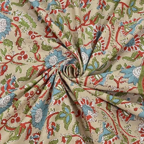 Image of 100% Cotton Single Bedsheet with 1 Pillow Cover | 240 TC Pure Cotton Flat Bed Sheet | Traditional Jaipuri Printed Bedding Set | Soft & Breathable | 60 x 90 Inch (Rangmahal Single 06)