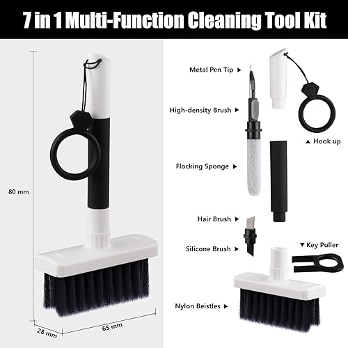 Miniatura 3 de Limpiador de teclado de cepillo suave, kit de herramientas de limpieza de computadora, 7 en 1, multiusos, con ranura de esquina, extractor de teclas
