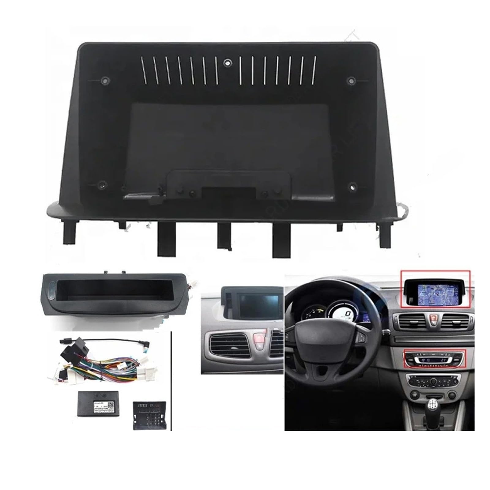 Mascherina Autoradio Cornice Stereo per Megane 3 per Fluence 2008-2016 9 Pollici Autoradio Fascia Android Telaio unità Testa Pannello Cruscotto Cavo Canbus