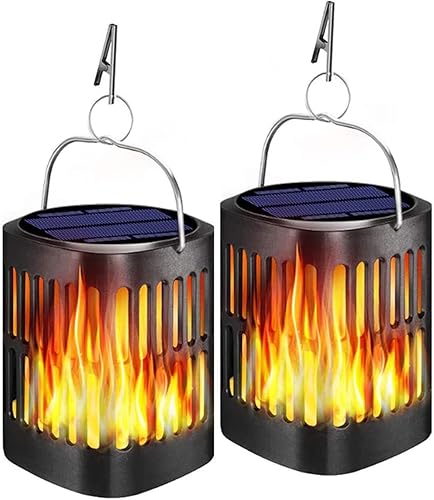Miniatura 1 de Luces solares de llama parpadeante de metal, linterna solar colgante al aire libre, iluminación de alta resistencia, funciona con energía solar,