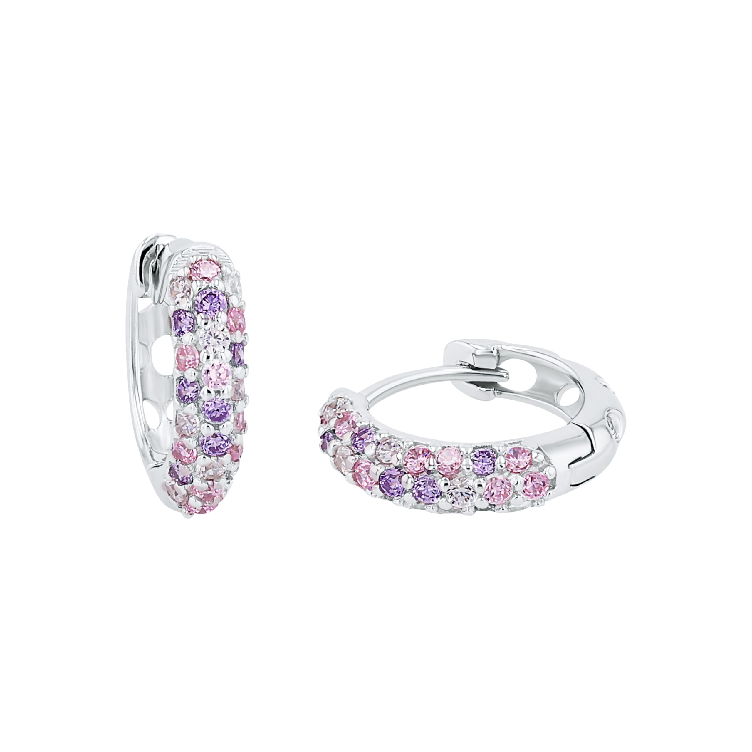 Princess Lillifee Creoles Ear jewelry, with Zirconia synth., 1,25 cm, Purple, Comes in jewelry gift box, 9064182