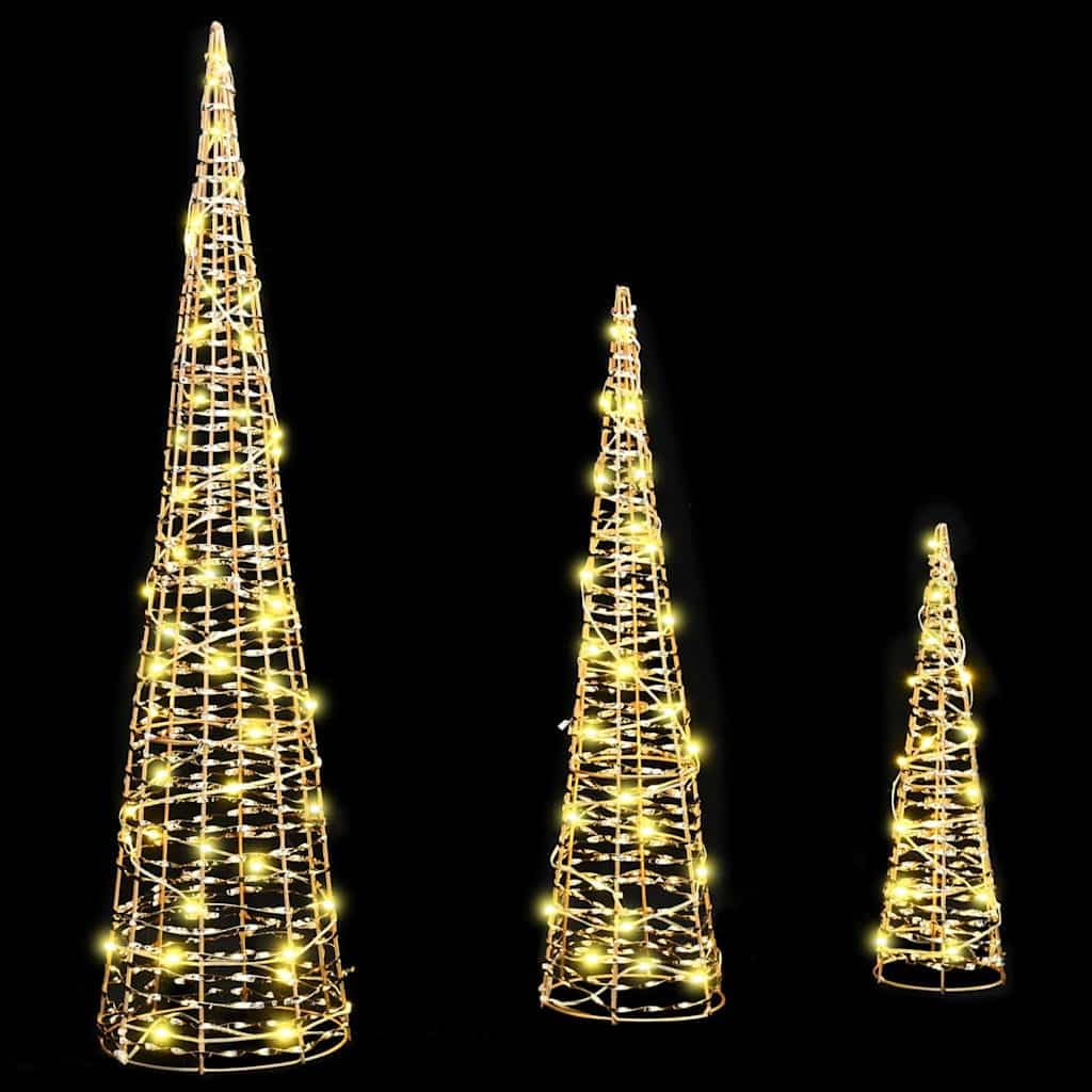 vidaXL Árbol de Navidad 3 uds. cálido 20 x 20 x 80 cm Pet 90 LED