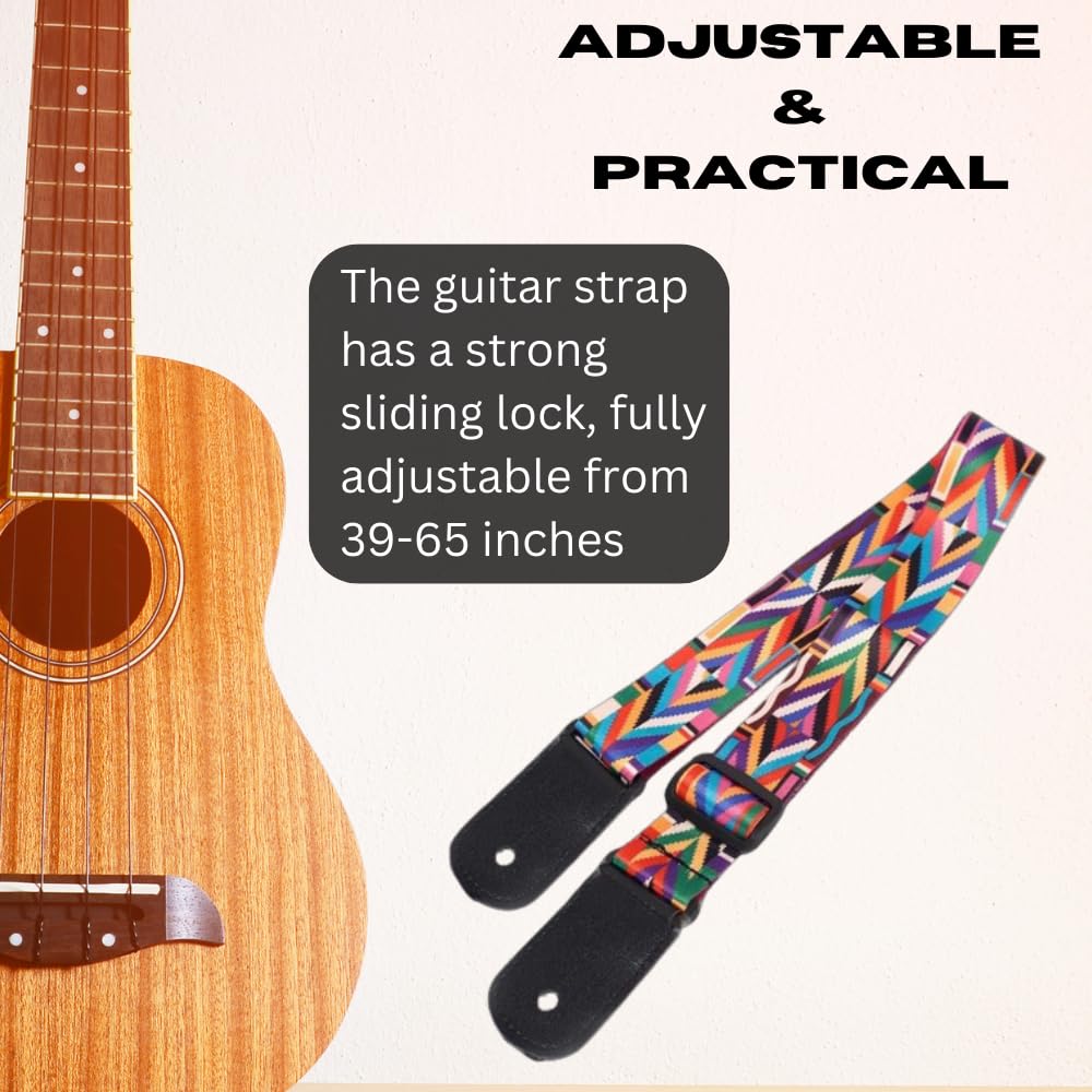 AMG Music Guitar Strap Belt for Acoustic Guitar & Electric guitar Adjustable Buckle Modern Design Guitar Belt with Guitar Picks for Acoustic/Bass/Electric Guitar Strap (Rainbow) - Image 2 thumbnail