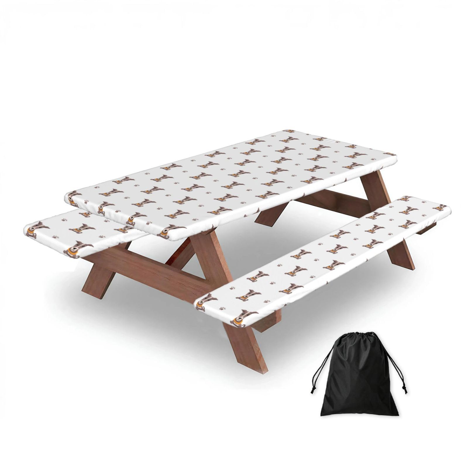 Dopklna As Picture Greyhound Dog, Picnic Table Cover With Bench Covers -Waterproof Elastic Fitted Tablecloth For Garden Camping Patio 76X152cm