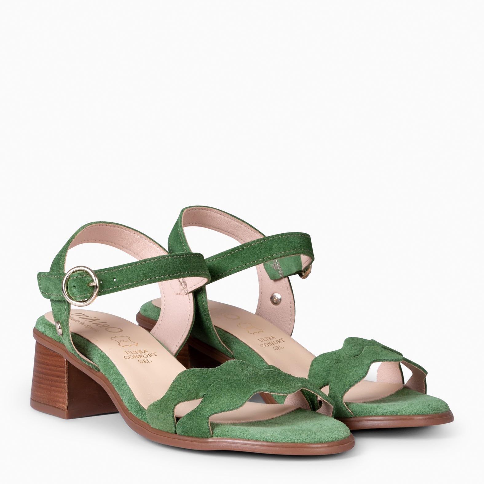 miMaO. Sandales à talon ultra confort en cuir