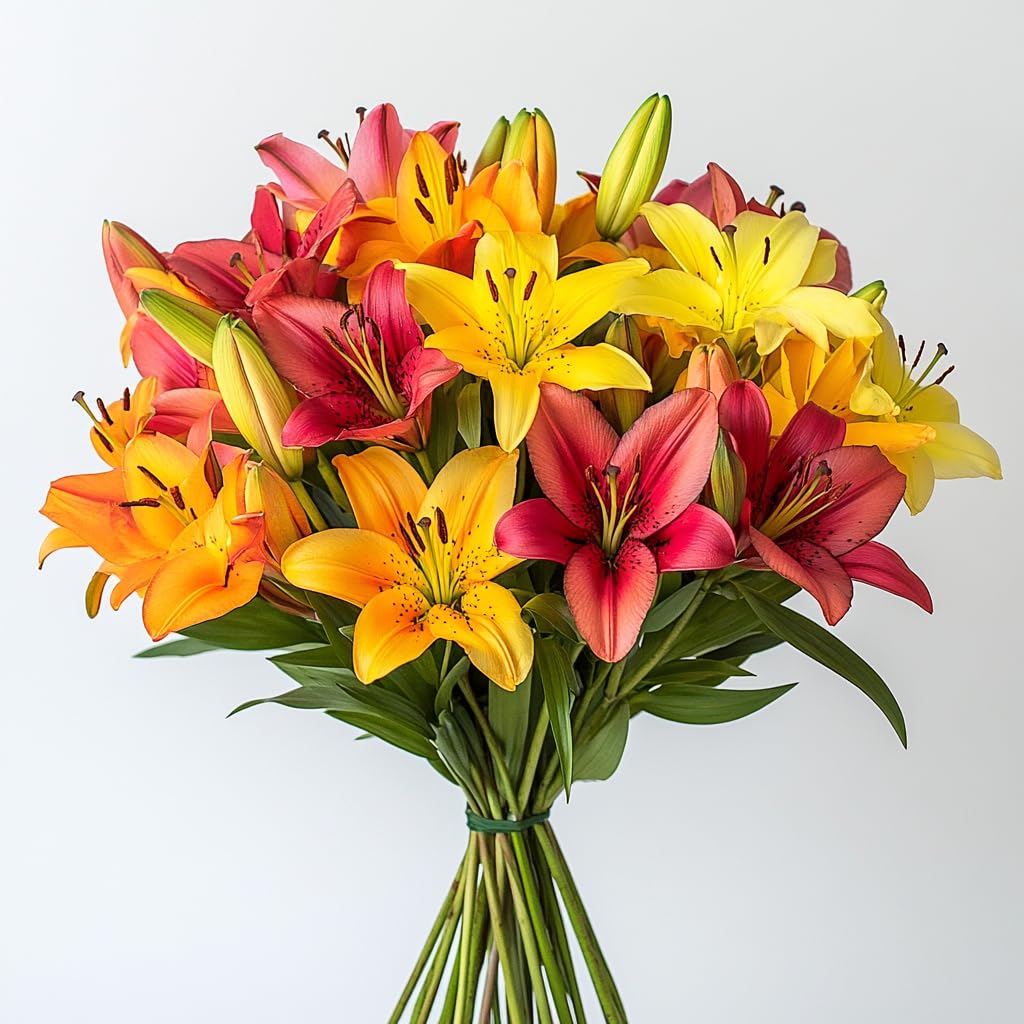 GlobalRose 20 Assorted Asiatic Lilies – Responsibly Sourced Lily Flowers – Hand-Picked Flowers Fresh Bouquet for Graduation, Anniversary, Birthday &