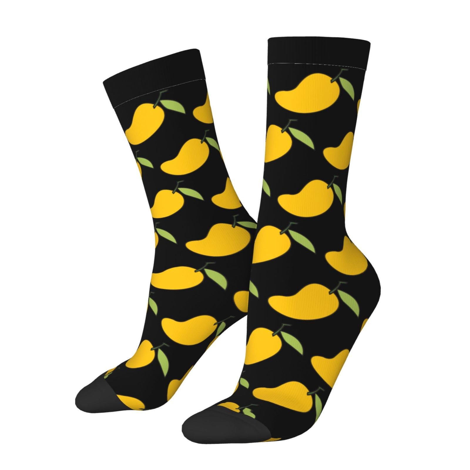 Kwqdozf Unisex 2 Black-1 Mango Socks For Men Women Gift Sport Wicking Crew Socks Warm Cozy Socks
