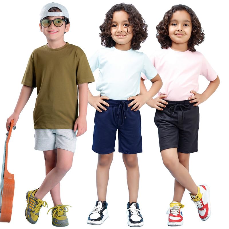 Image of Nusyl Solid & Printed Cotton Blend Shorts for Boys | Comfortable Casual Shorts | Soft Breathable Fabric with Elastic Waistband | Relaxed Fit | 2-16 Years | Multiple Colors