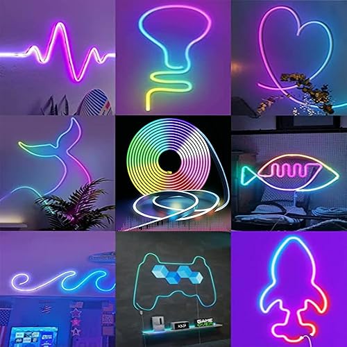 Miniatura 2 de Tira de luces LED de neón USB de 9.8 pies, tira de luces LED RGB IC inteligentes para dormitorio, tira de luz de neón LED de sincronización de