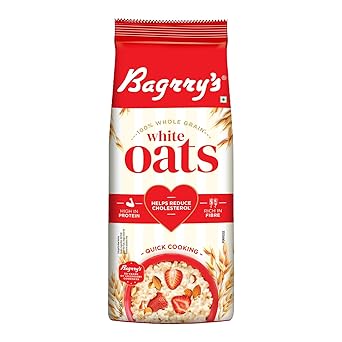 Bagrry's White Oats 2kg | Premium Whole Grain Oats | High Fibre & Protein | Non-GMO & No Added Preservatives | Supports Weight Management & Heart Health | Healthy & Natural Instant Breakfast Cereal - image, photos