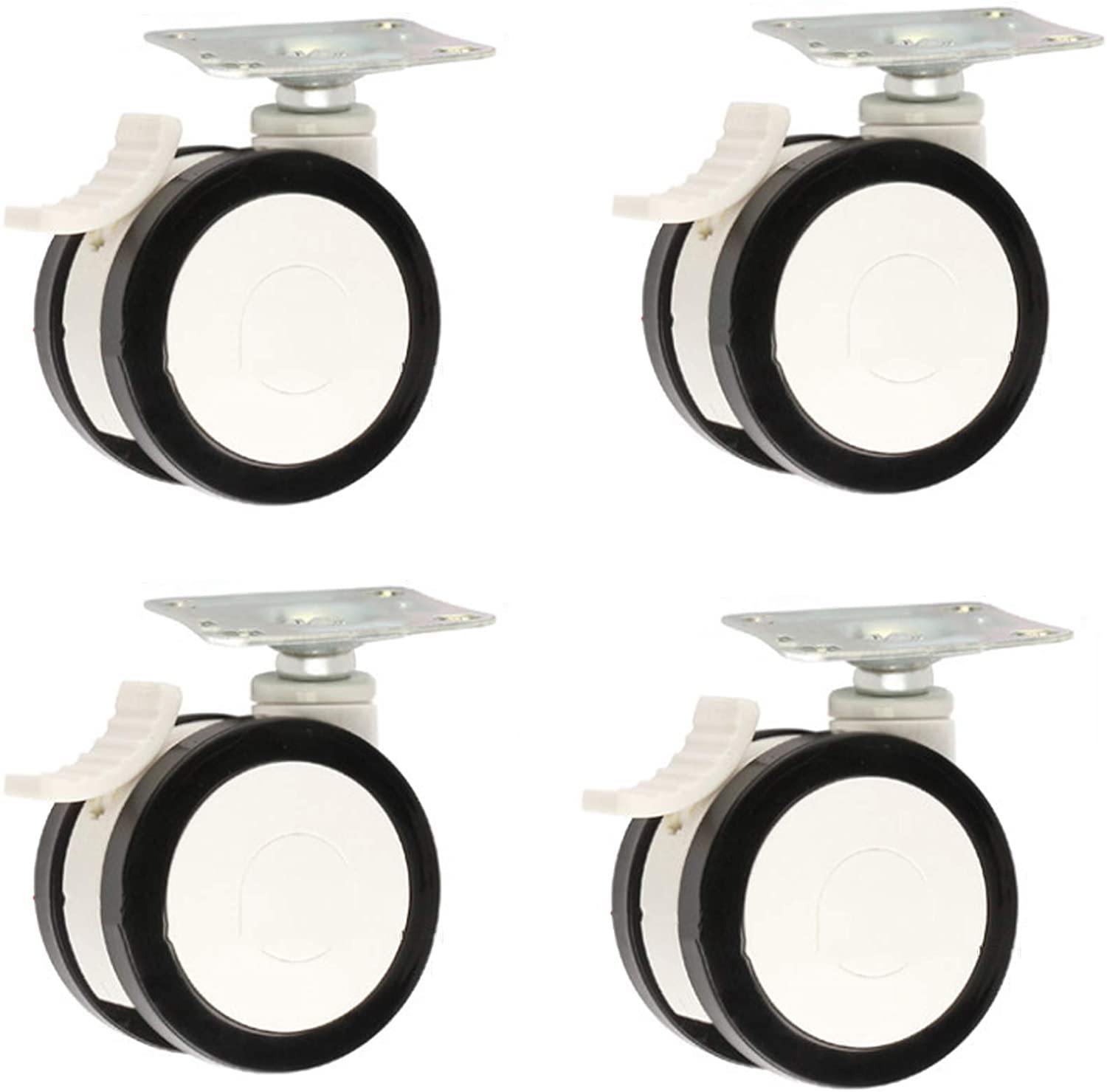 GYRAZXS 3 4 Inch Plate Caster Wheels with Brakes 360° Swivel Polyurethane Rollers Top Mounting Plate Silent & Ideal for Equipment & Furniture Mobility