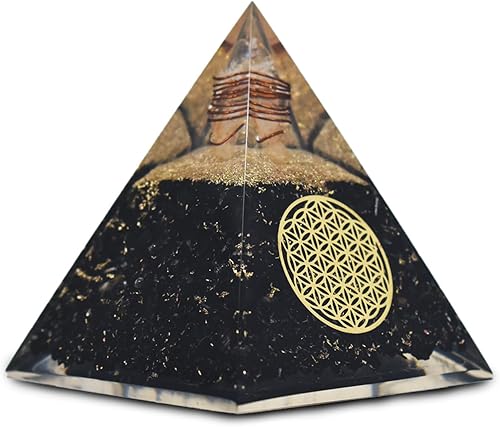 Pirámide de orgonita de turmalina negra, pirámide de cristal curativo, pirámide de piedras preciosas de cristal para meditación, motivación,