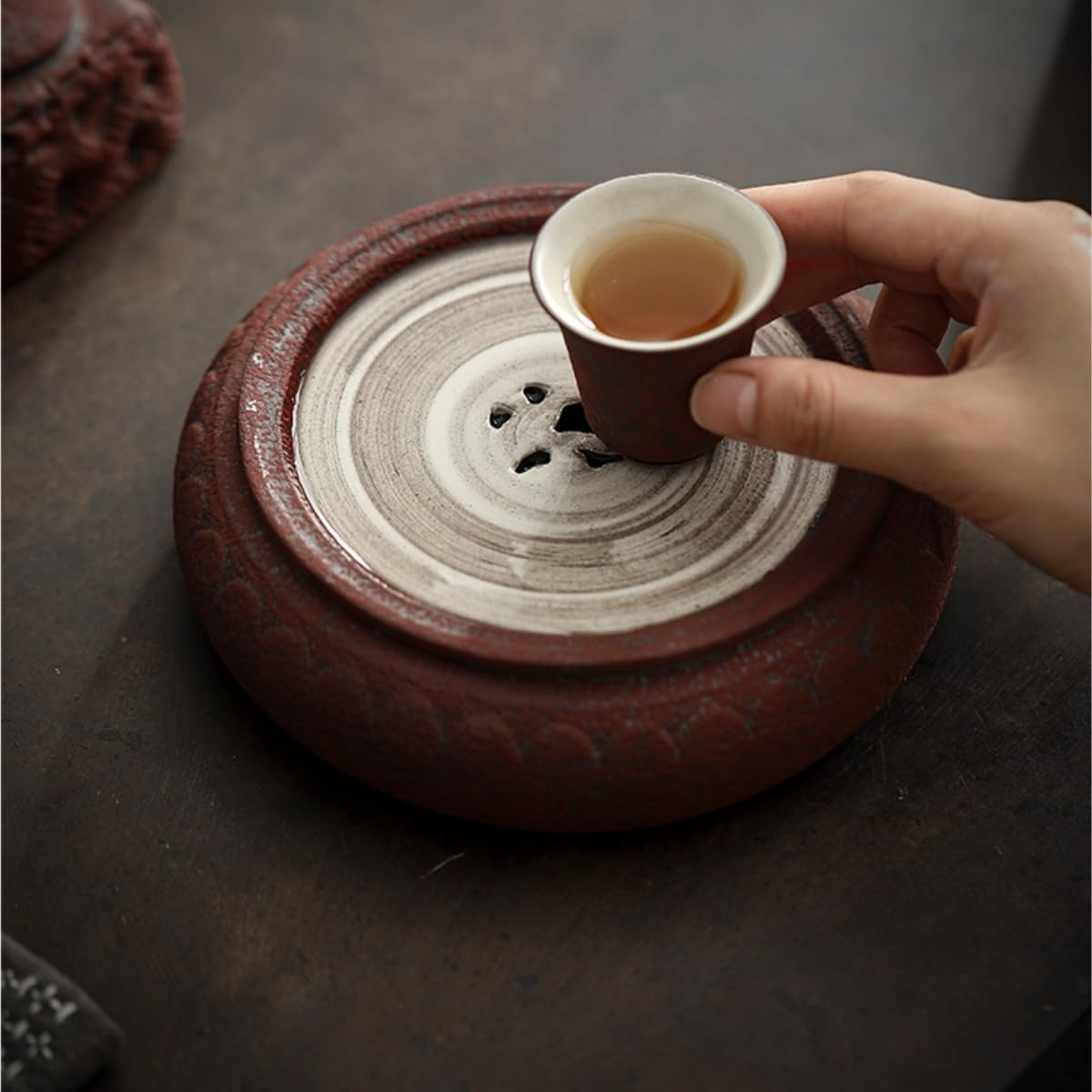 Bandeja de té Kong Fu, Bandeja de té Retro para Almacenamiento de Agua, Bandeja de té de cerámica, Bandeja de té de Drenaje pequeña, Bandeja de té para Almacenamiento de Oficina
