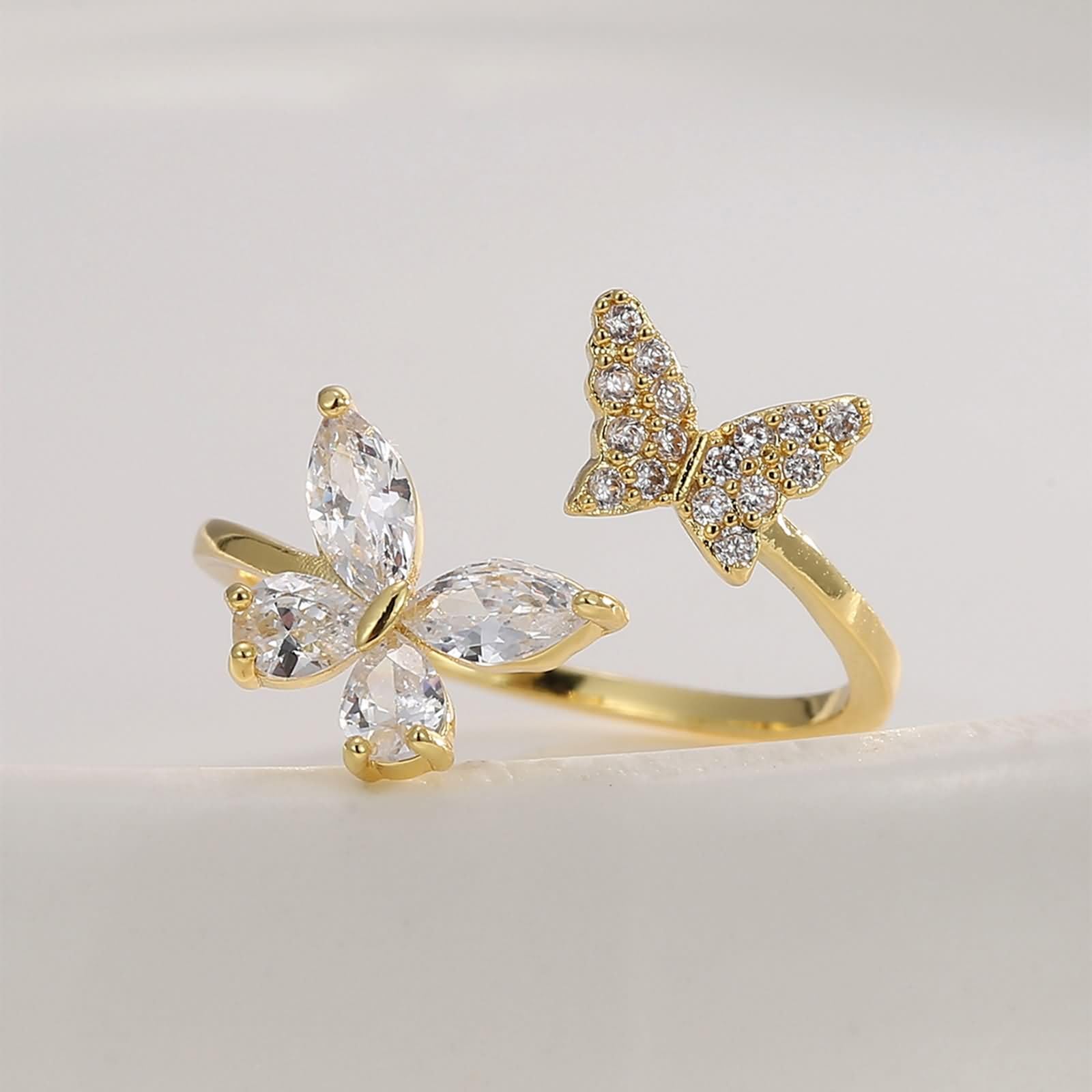 Anelli Donna Anniversario Farfalla con Moissanite, Anelli di Oro Donna 9K/14K/18K, Oro