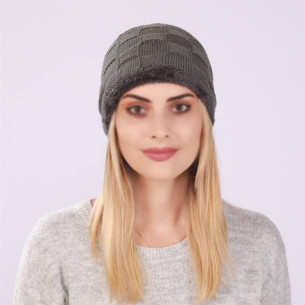 Ladies Warm Knitted Beanie Hats Women's Thick Winter Hat