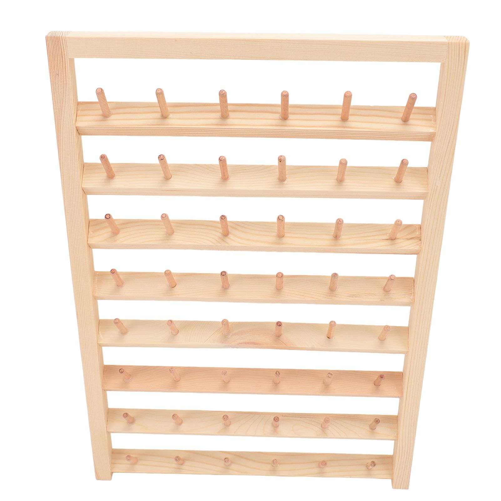 Portafilo da 48 bobine montato a parete, organizer porta filo per cucire in legno, display per filo da ricamo fai da te con ganci in acciaio inossidabile, per cucito domestico e