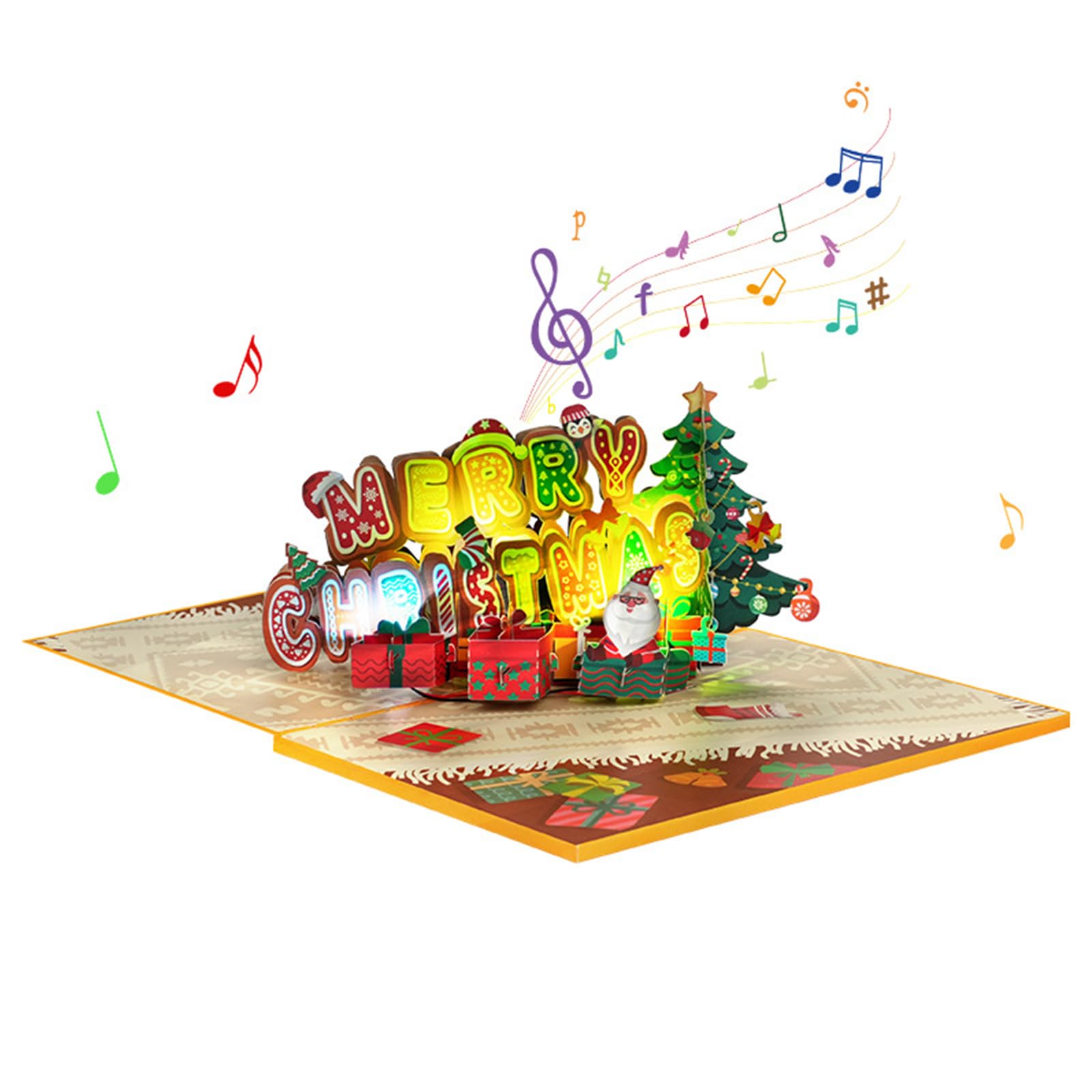 Buxuaaaa Musical 3D Christmas Greetings Card Beautiful Holiday 3D Popup Christmas Card with Music for Home or Decors Greeting