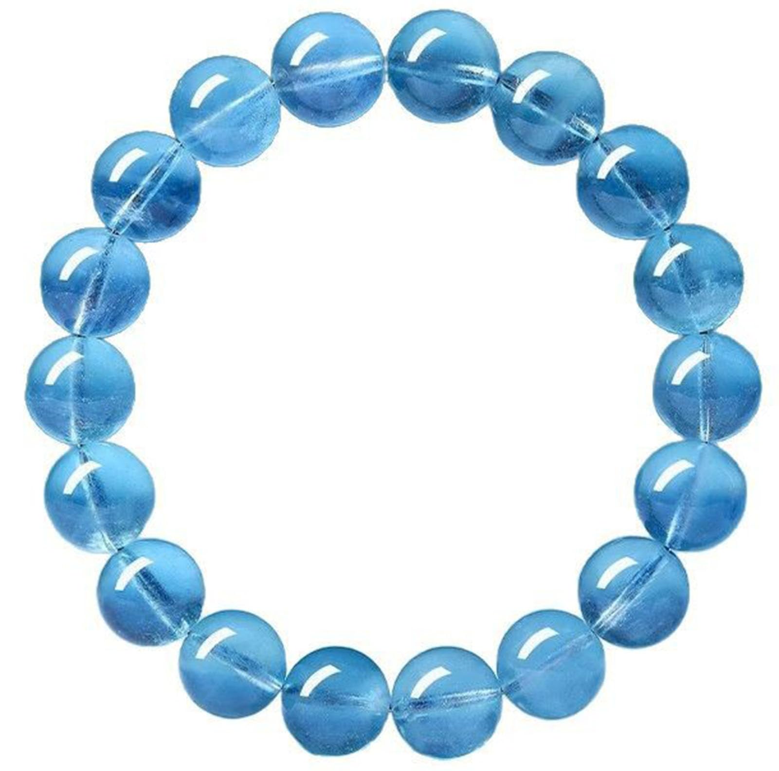 Natural Aquamarine Gemstone Round Beads Stretch Bracelet Healing Reiki
