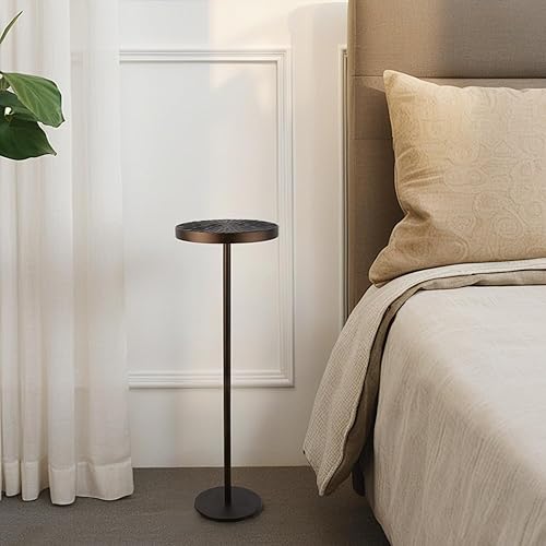 Miniatura 8 de Mesa de metal para bebidas, mesa auxiliar marrón, mesa moderna de Martini pequeña para espacios pequeños, sala de estar, sofá, patio, color marrón