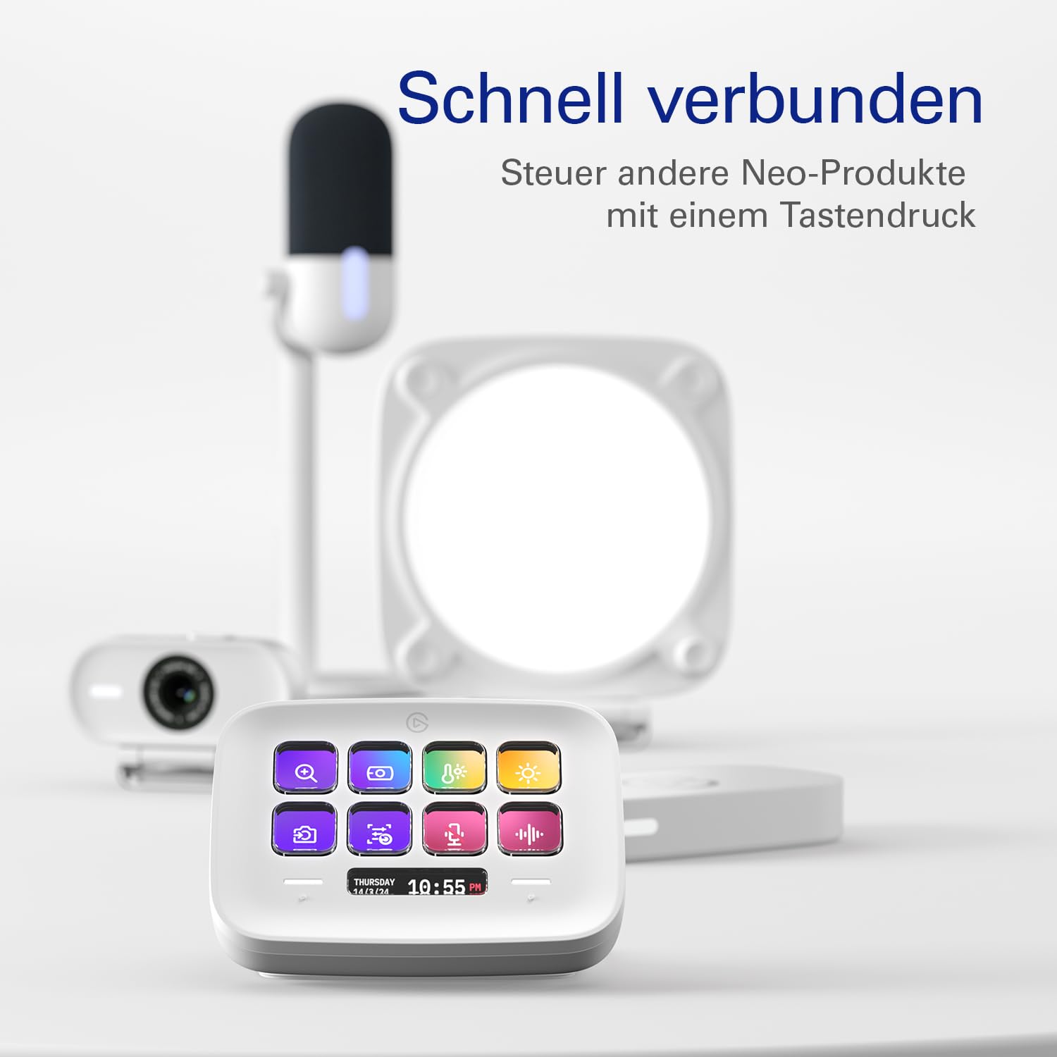 Elgato Stream Deck Neo – 8 anpassbare Tasten, 2 Touch Points, rasante Tasks & Workflows – Steuern Sie Word, Excel, PowerPoint, Teams, Zoom, Spotify etc - Kompatibel mit Mac und PC