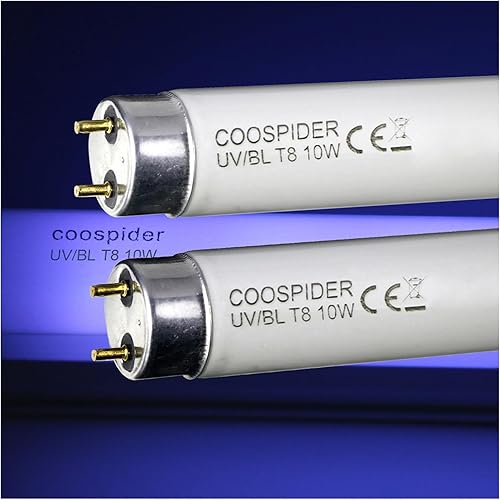Miniatura 4 de COOSPIDER Paquete de 2 bombillas de repuesto T8 F10 UV BL de 10 W, CFL, tubo recto fluorescente de 13 pulgadas