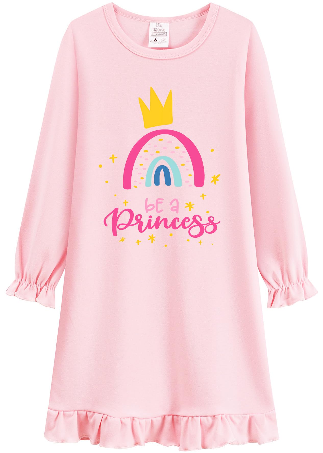 DHASIUE Kleine Mädchen Baumwolle Nightgrown Kleinkind Herbst Schlafanzug Pyjama Kleider Lange Ärmel 3-10 Jahre