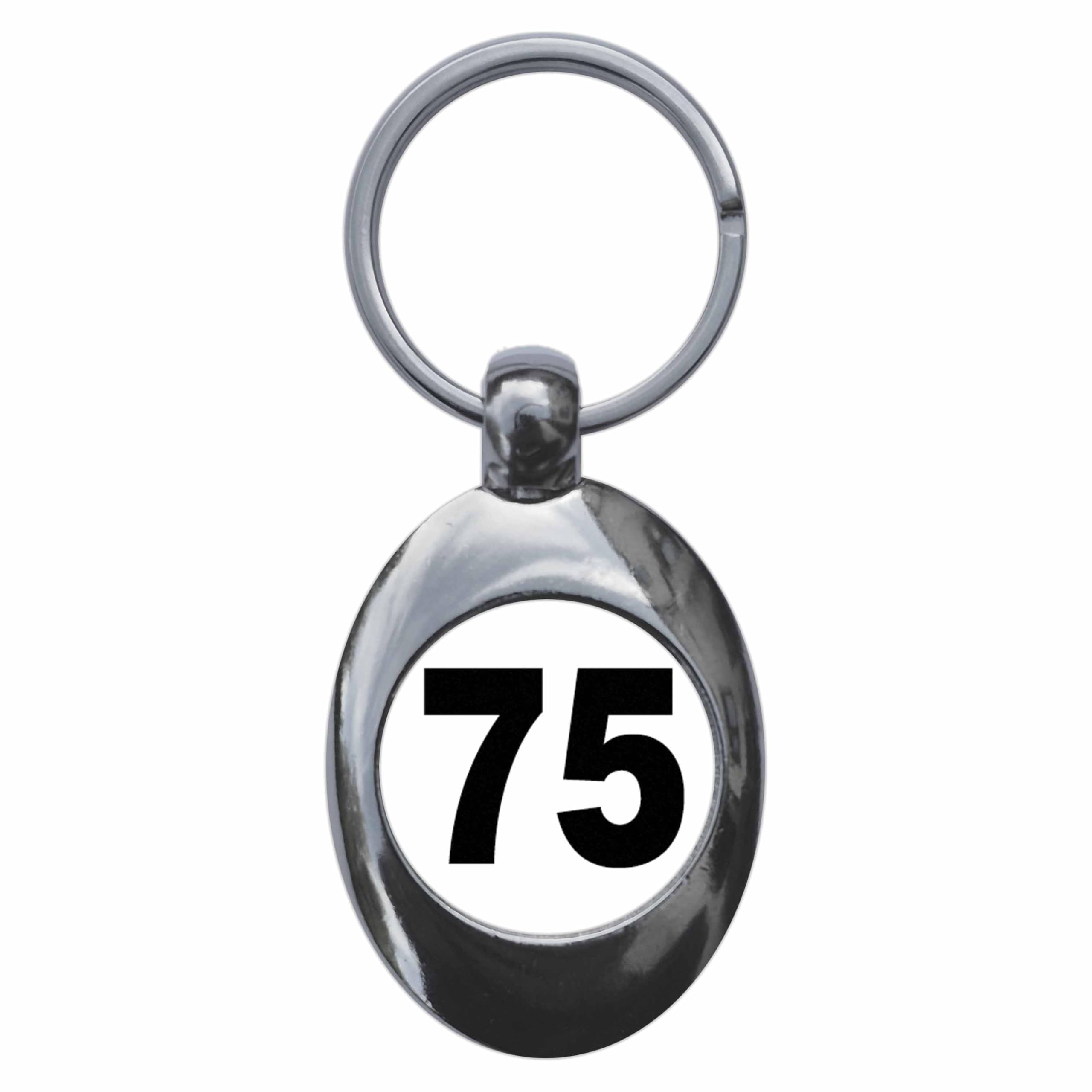 Ozorath Plain Number 75 Seventy Five Keyring Keychain Key Ring Chain With Trolley Coin