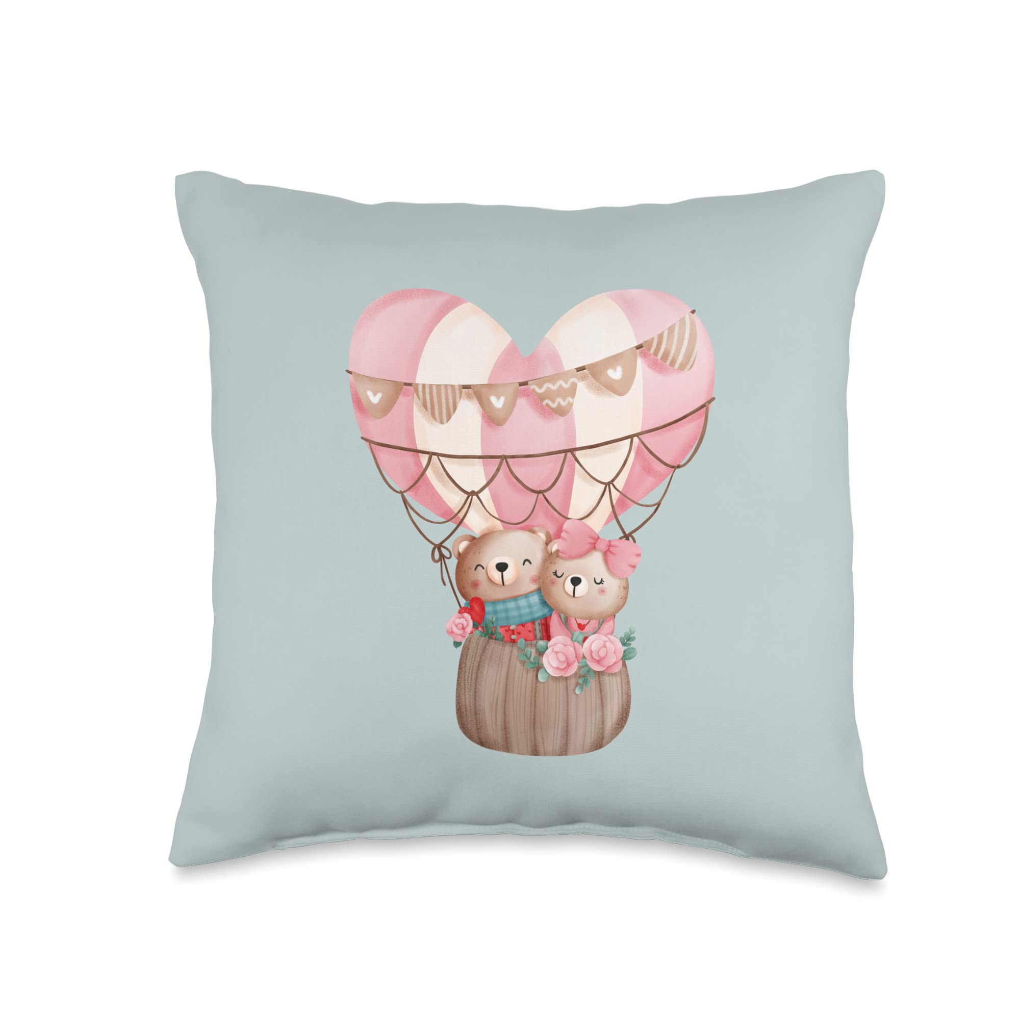 Weezdom Teez – My Pink Valentine Cute Teddy BearWeezdom Teez – My Pink Valentine Cute Teddy Bear Cute Valentine Teddy Bears Pink Heart Balloon Love Throw Pillow, 16x16, Multicolor