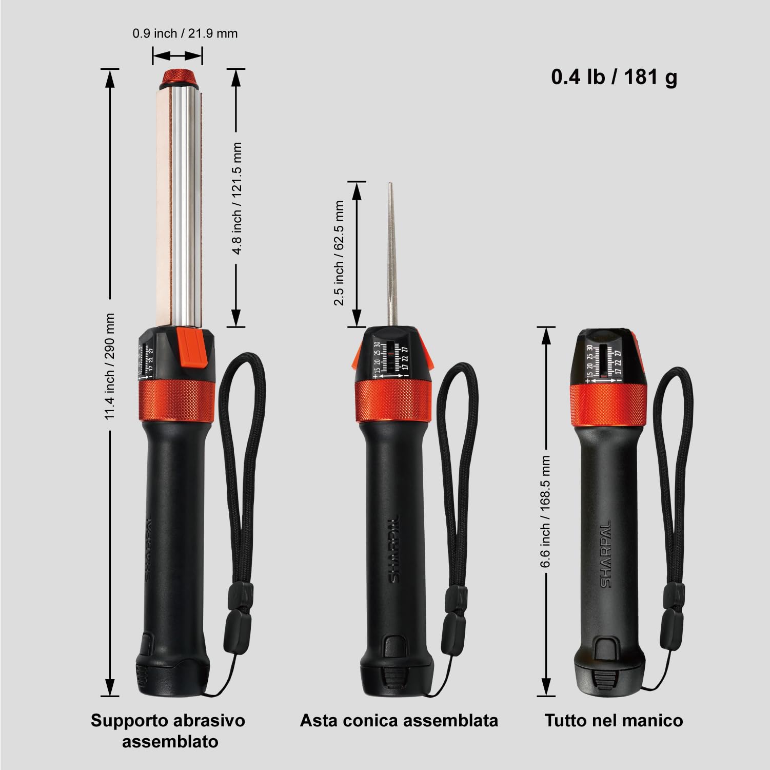 SHARPAL 210N TRANSFOROD 11-in-1 Affilacoltelli ad Angolo Regolabile - Affilatore Professionale per Coltelli con Abrasivi in Diamante Monocristallino, Ceramica e Cuoio, Regalo Festa del Papà