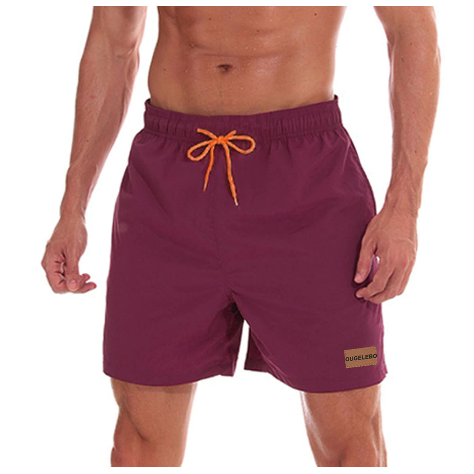 Ougelebo Badehose Herren mit Reißverschlusstasche Badeshorts Schnelltrocknend