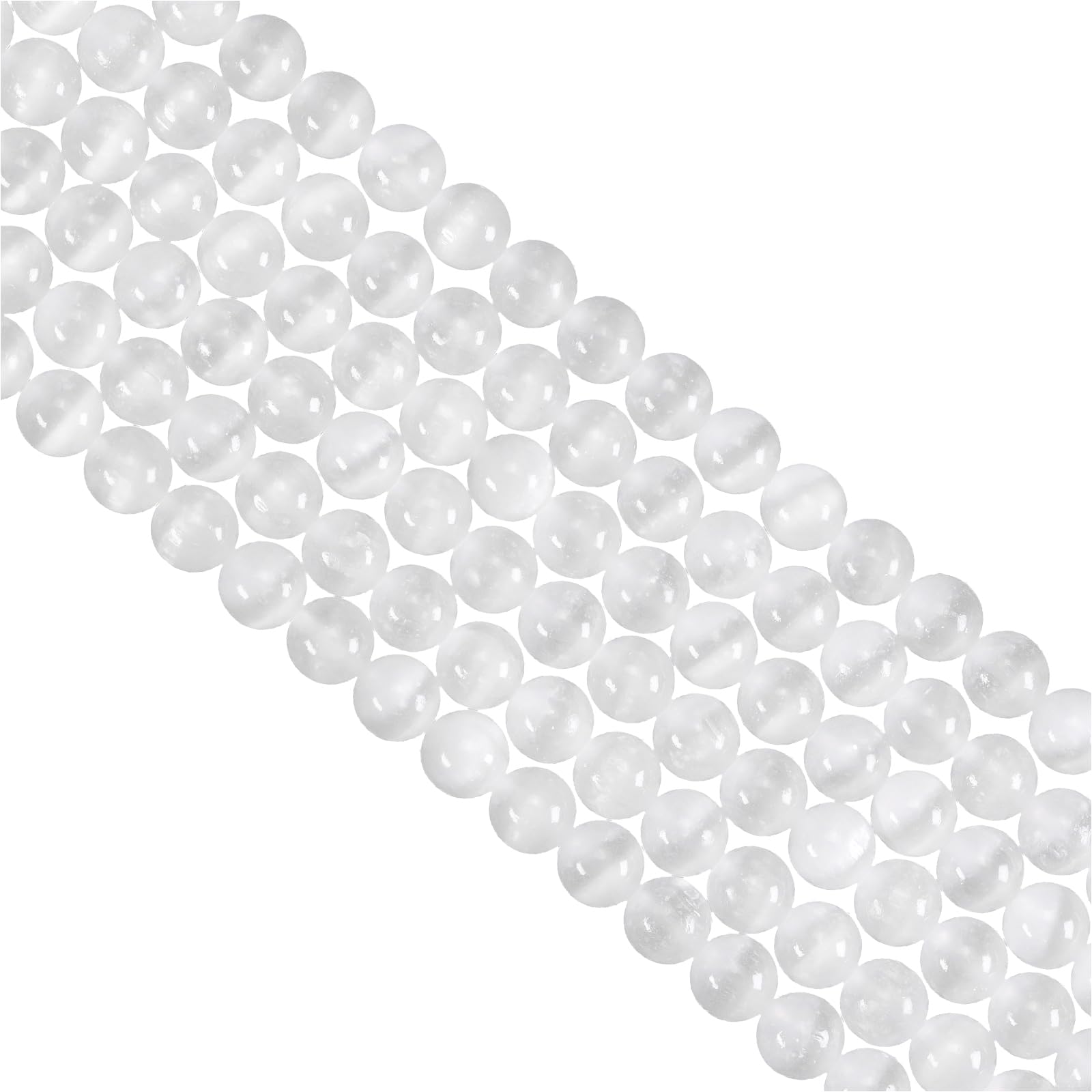 Ouubuuy Selenite Crystal Beads, 8mm Round, 45pcs, Perfect for Jewelry Making Crafting, DIY Gifts, White, 8 mm - Image 3