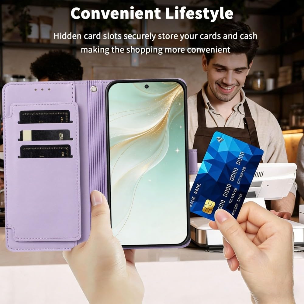Generic Funda compatible con ZTE Blade V70 Vita/Nubia V70 Diseño (Color: Rojo) Cuero Magnético Flip Wallet Style Line Back Case