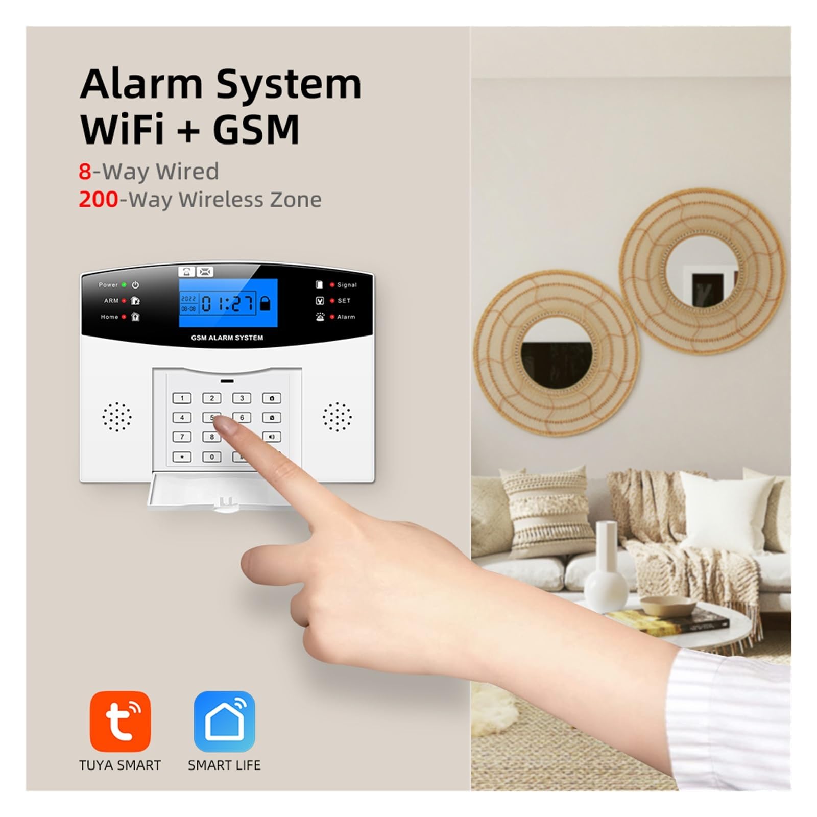 Tuya Inteligentny Alarm Domowy Bezprzewodowy WIFI Systemy Alarmowe Antywłamaniowe Bezpieczeństwo Domu Zdalny Monitoring(I)