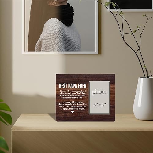 Miniatura 3 de Nurawo Papa Gifts: Best Wooden Picture Frame for Papa, Meaningful Photo Frame for Tabletop or Wall Display (4x6 Photo)