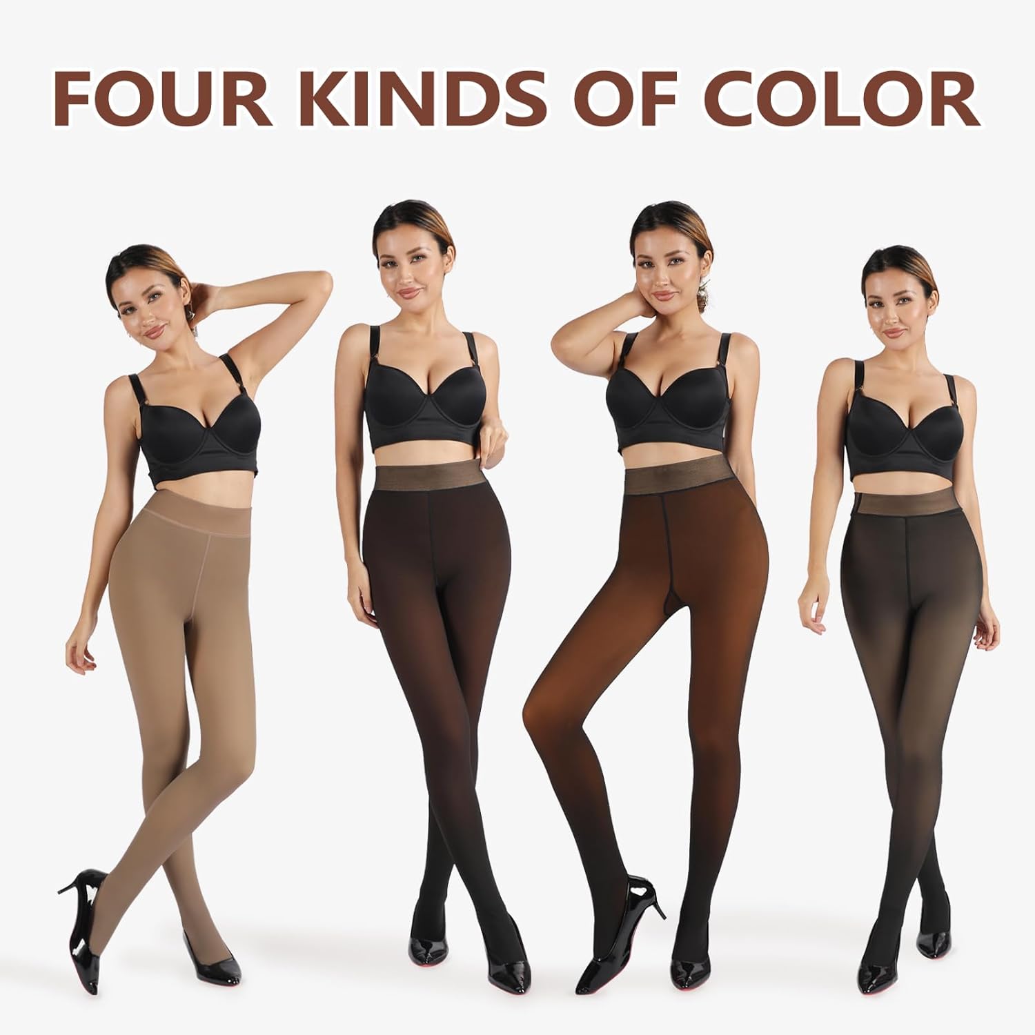 DancMolly Fleece Lined Tights Women Skin Color Warm Thermal Winter High Waist Leggings with Fuzzy Lining - Image 6