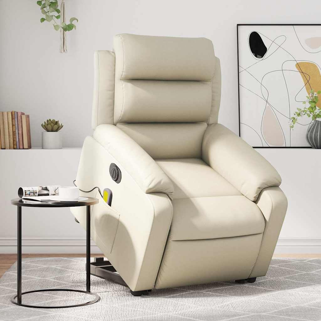 Sillón elevador eléctrico reclinable con masaje por vibración, 6 puntos de masaje, función elevación e inclinación 135°, estructura estable de madera y metal,