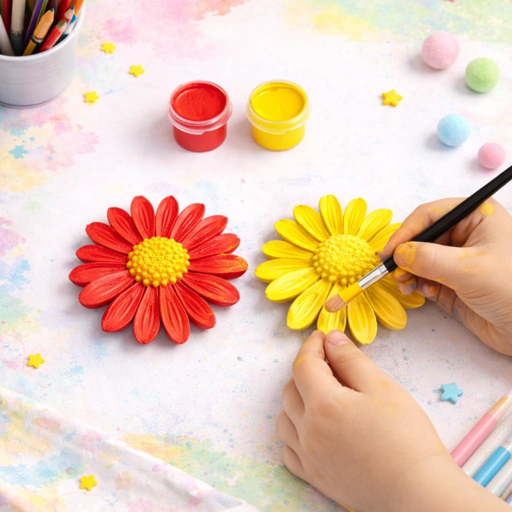 JECOLOP 3D DIY Painting Kit for Kids Paint Your Own DIY Figurine Craft Set Art & Craft Kit with Colors & Brush-Multiple Themes Creative Birthday Gift for Boys & Girls Age 6-12, 8-10 (Daisy) 2