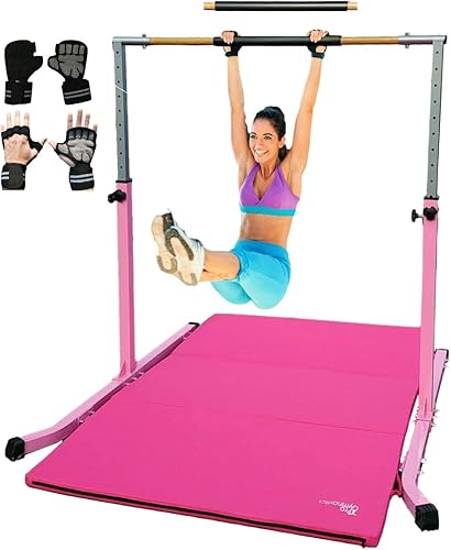 Barra de gimnasia Kip horizontal de altura ampliable para niños gimnasio junior ajustable de 3 a 5 pies barra de gimnasia con almohadilla de barra Barra de gimnasia Kip horizontal de altura ampliable para niños gimnasio junior ajustable de 3 a 5 pies barra de gimnasia con almohadilla de barra