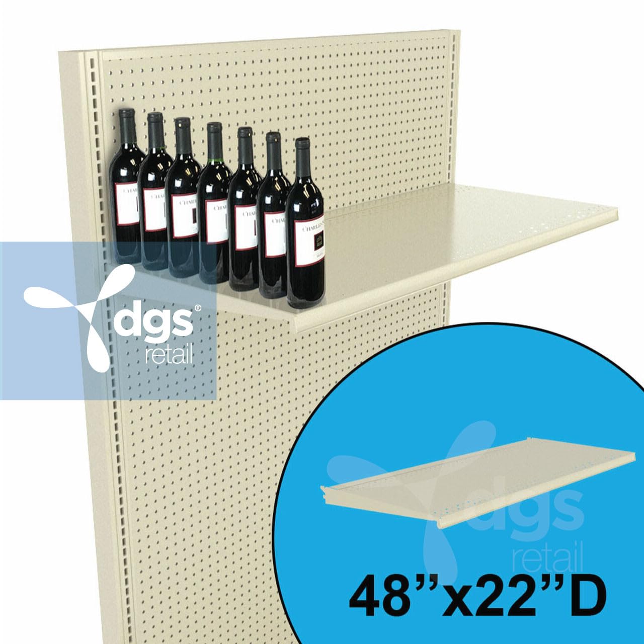 DGS Retail DGS Gondola Shelf, Platinum 48W 22D Gondola Shelves Gondola Shelving Systems